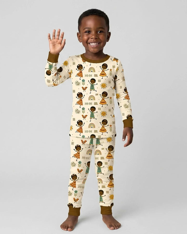 Zweiteiliges Langarm-Pyjama-Set mit Sommerfrüchten