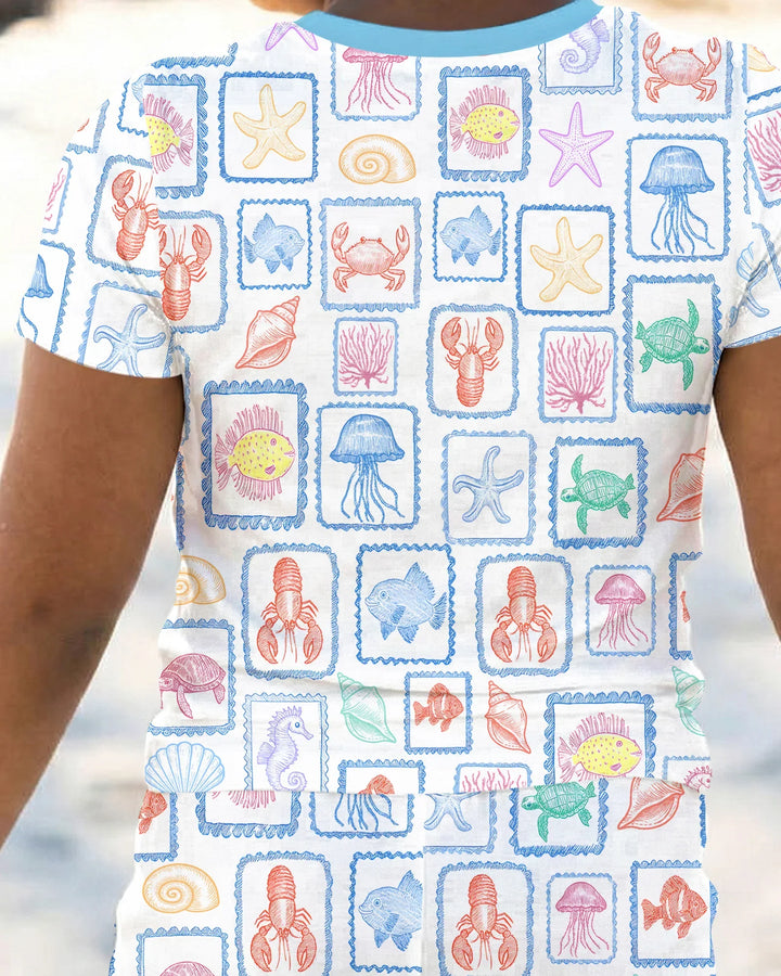 Zweiteiliges, kurzärmliges Pyjama-Set mit Marienkäfern