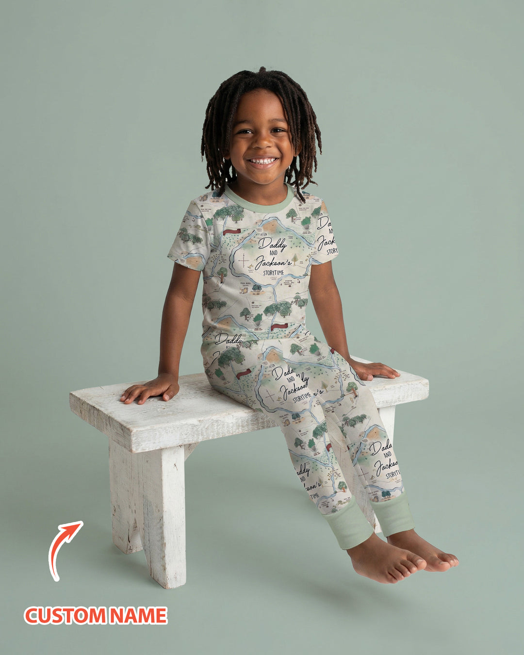 Mommy Daddy And Me Bedtime Story Family Matching Bamboo Two Piece Short Sleeve Pajama Set