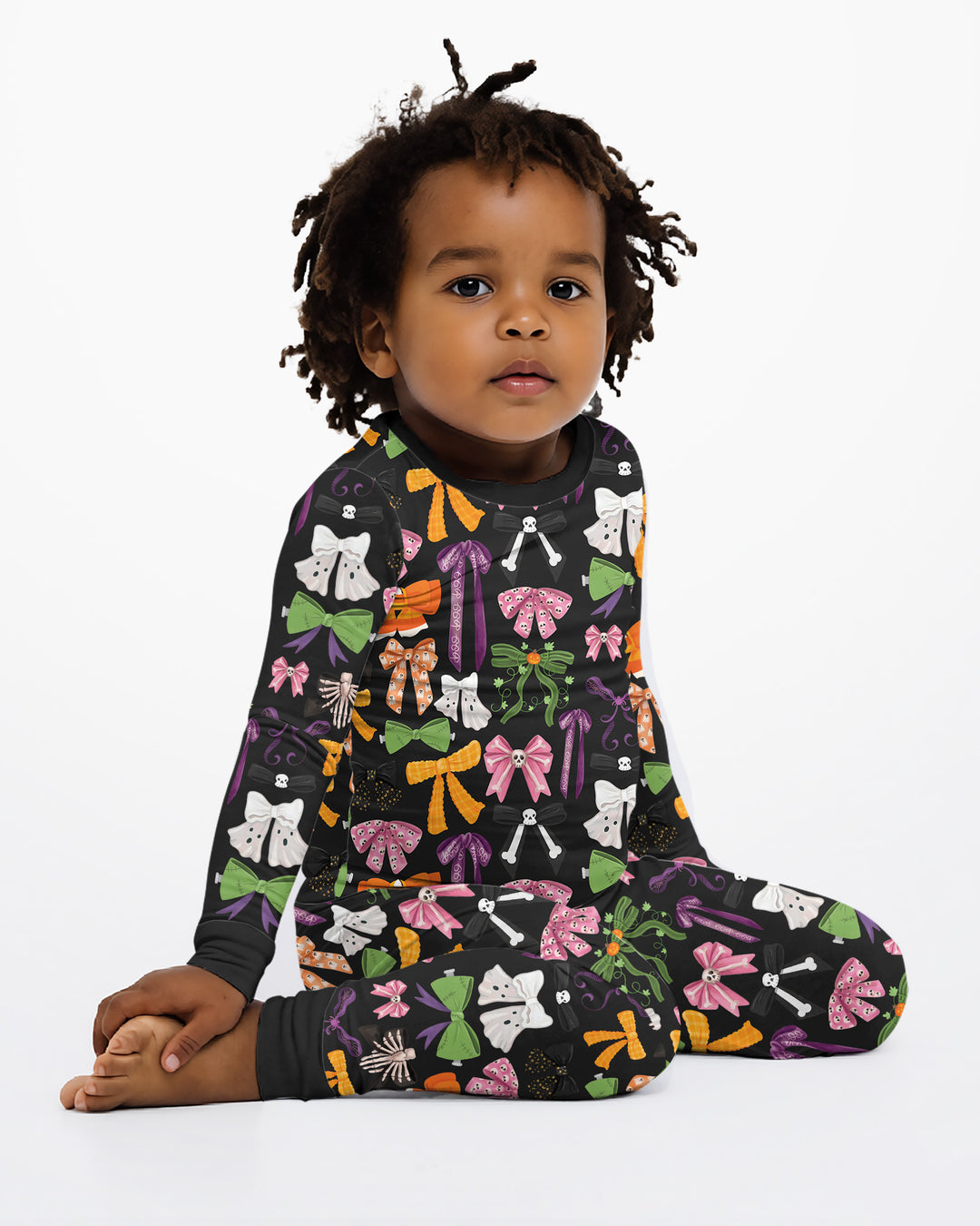 Halloween Coquette Bows Bamboo Two Piece Long Sleeve Pajama Set