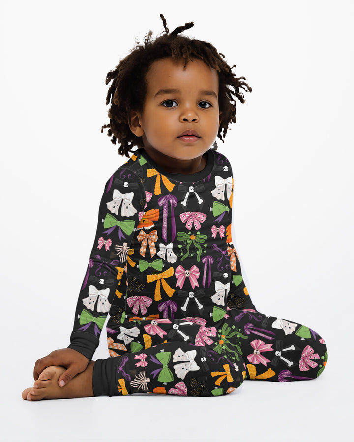 Halloween Coquette Bows Bamboo Two Piece Long Sleeve Pajama Set