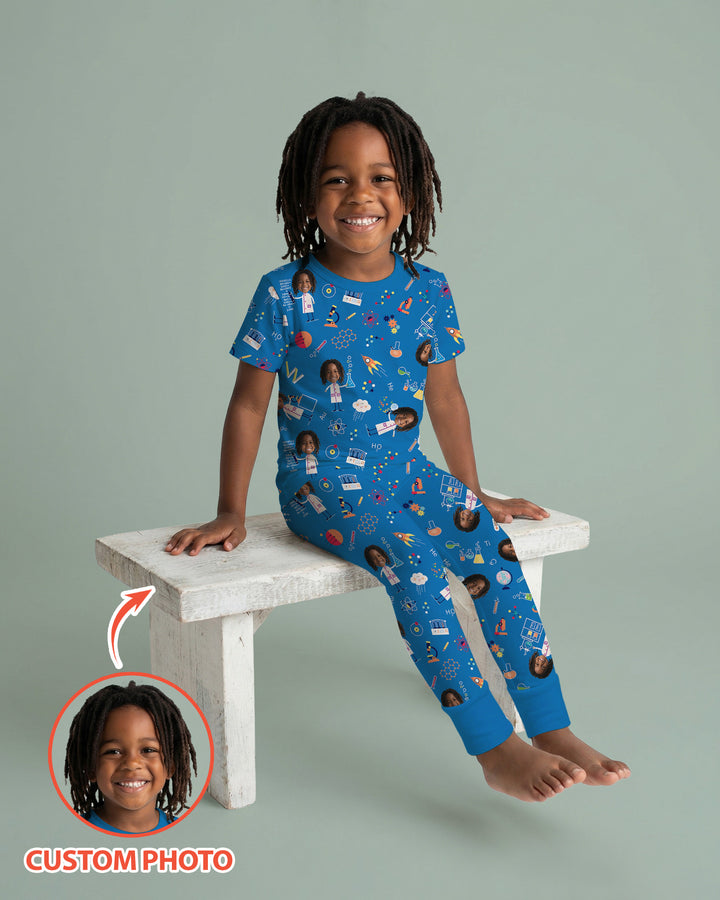 Custom Image Chemical Laboratory Bamboo Two Piece Short Sleeve Pajama Set