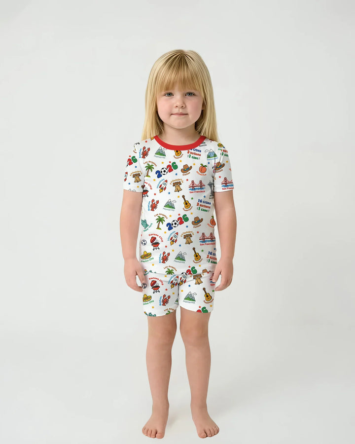 Schlafanzug-Set zweiteilig, kurze Ärmel, kurze Hose, Bambus