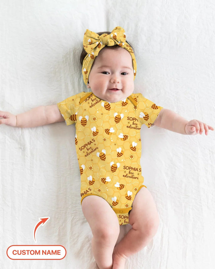 Custom Name Bee Back To School Bamboo Bodysuit