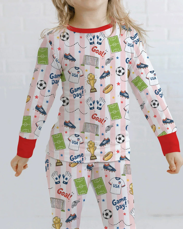 Zweiteiliges Langarm-Pyjama-Set mit Sommerfrüchten