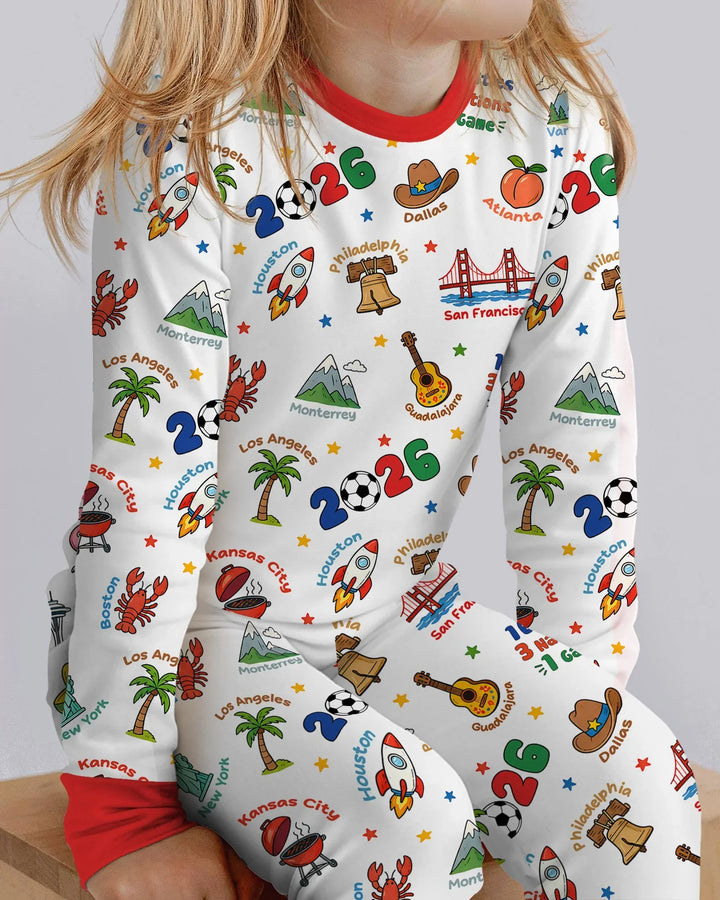 Zweiteiliges Langarm-Pyjama-Set mit Sommerfrüchten