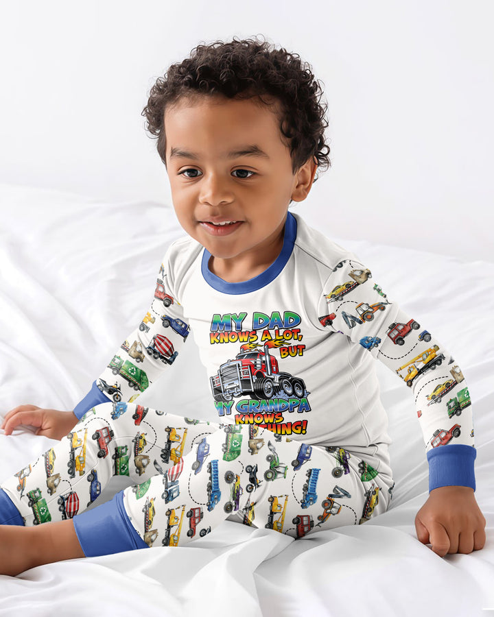 My Dad Knows A Lots But my Grandpa Knows Everything Bamboo Two Piece Long Sleeve Pajama Set