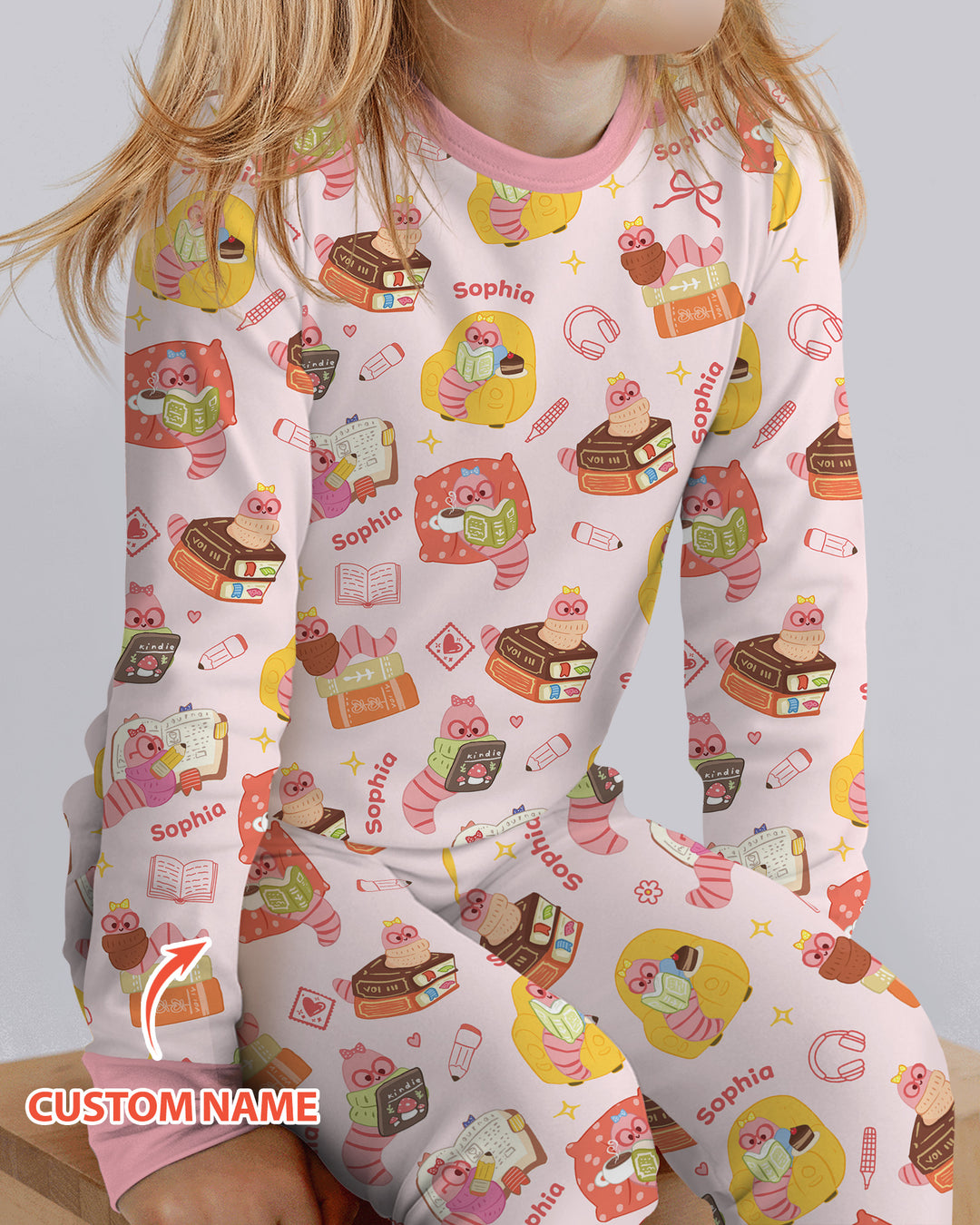 Little Book Worm Family Matching Bamboo Two Piece Long Sleeve Pajama Set