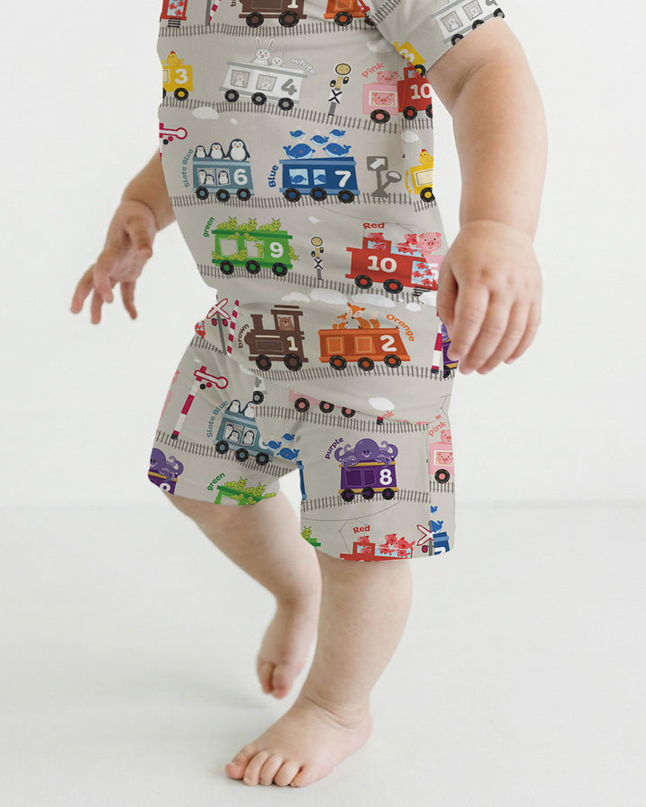 Color Train Bamboo Two Piece Short Sleeve Shorts Pajama Set