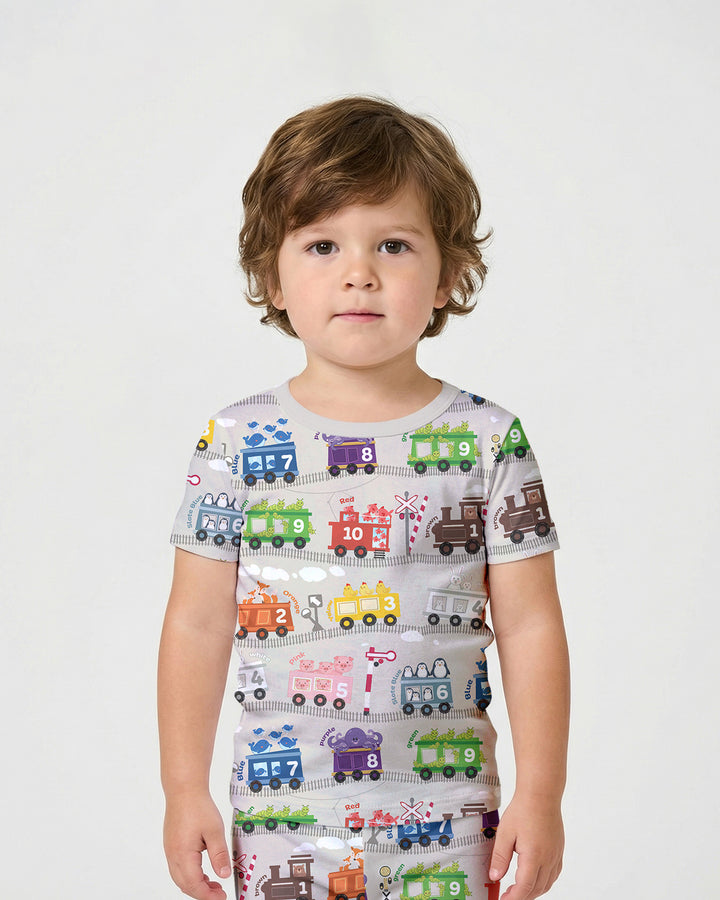 Color Train Bamboo Two Piece Short Sleeve Shorts Pajama Set
