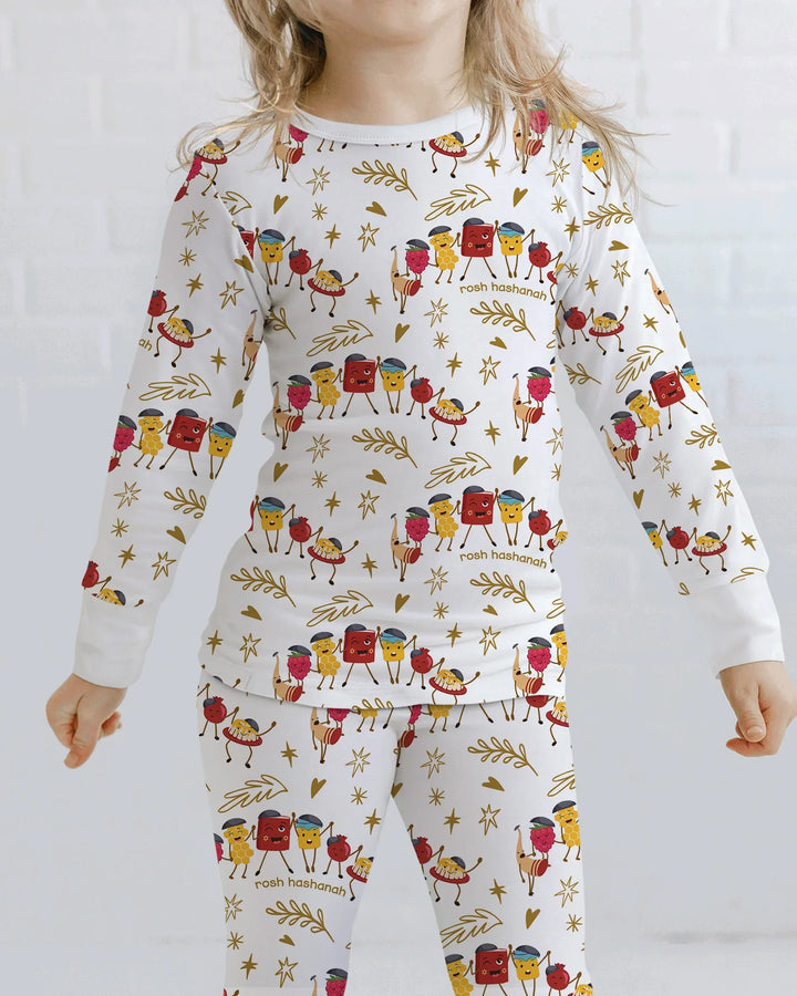 Zweiteiliges Langarm-Pyjama-Set mit Sommerfrüchten