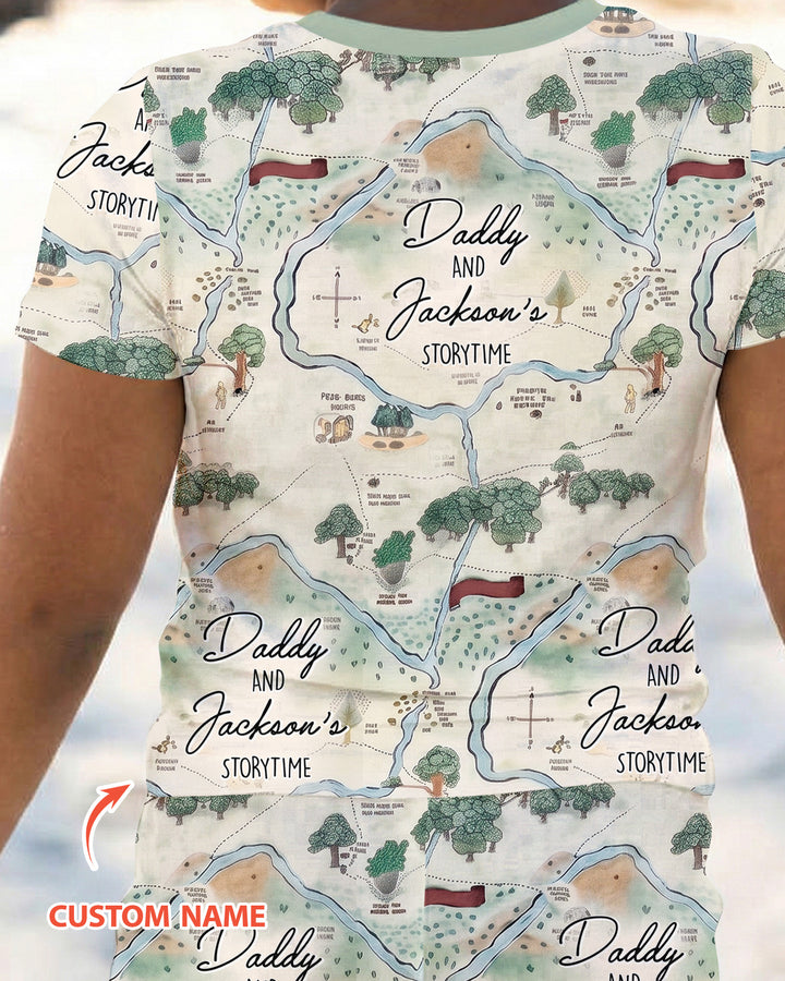 Mommy Daddy And Me Bedtime Story Family Matching Bamboo Two Piece Short Sleeve Pajama Set