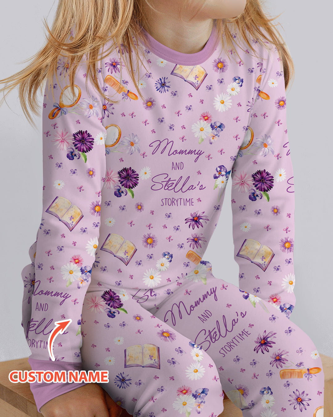 Mommy Daddy And Me Bedtime Story Family Matching Bamboo Two Piece Long Sleeve Pajama Set