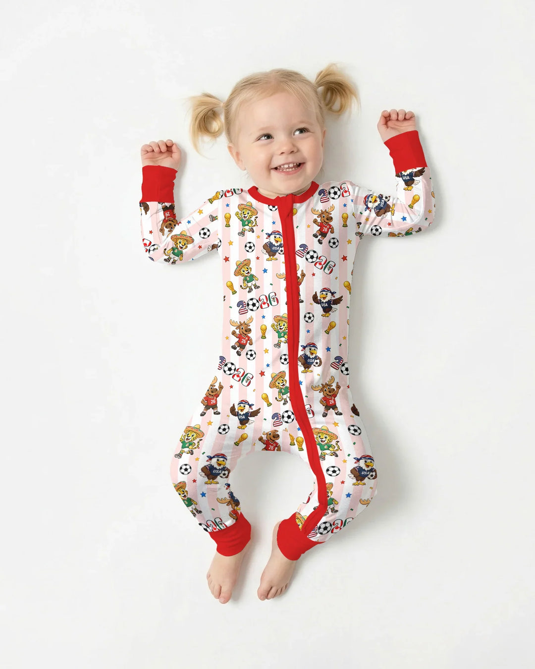 Striped Cute Mascots Soccer Cup 2026 Bamboo Convertible Zippy