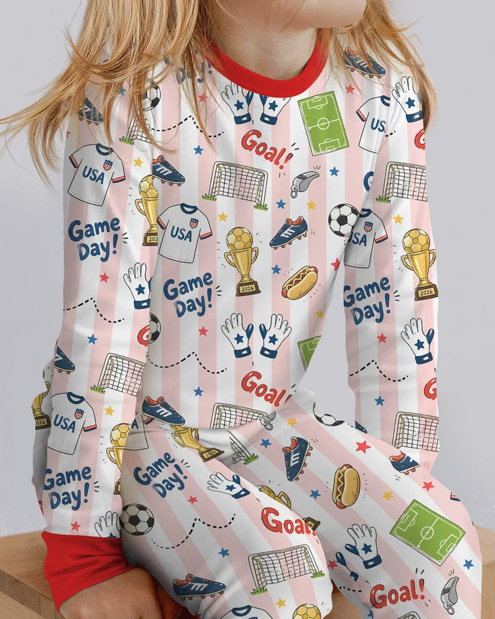 Zweiteiliges Langarm-Pyjama-Set mit Sommerfrüchten