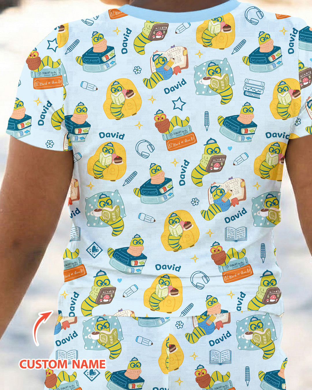 Little Book Worm Family Matching Bamboo Two Piece Short Sleeve Pajama Set