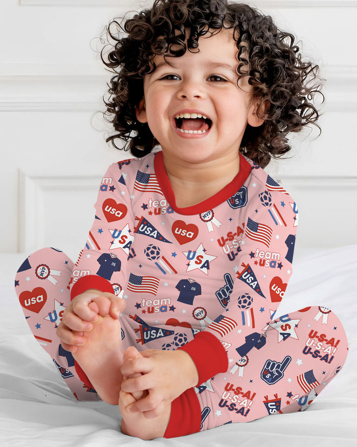 Zweiteiliges Langarm-Pyjama-Set mit Sommerfrüchten
