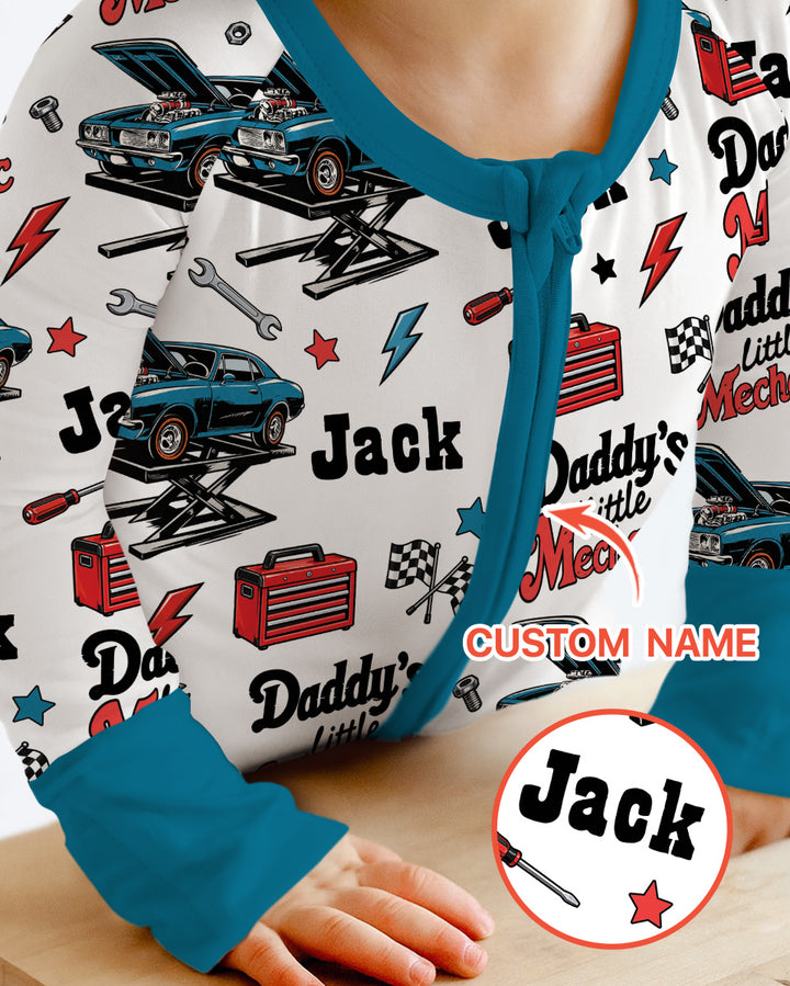 Custom Name Daddy's Little Mechanic Bamboo Convertible Zippy