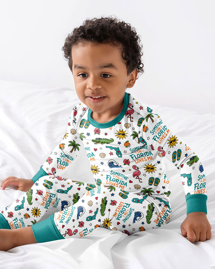 Someone in Florida Loves Me Bamboo Two Piece Long Sleeve Pajama Set
