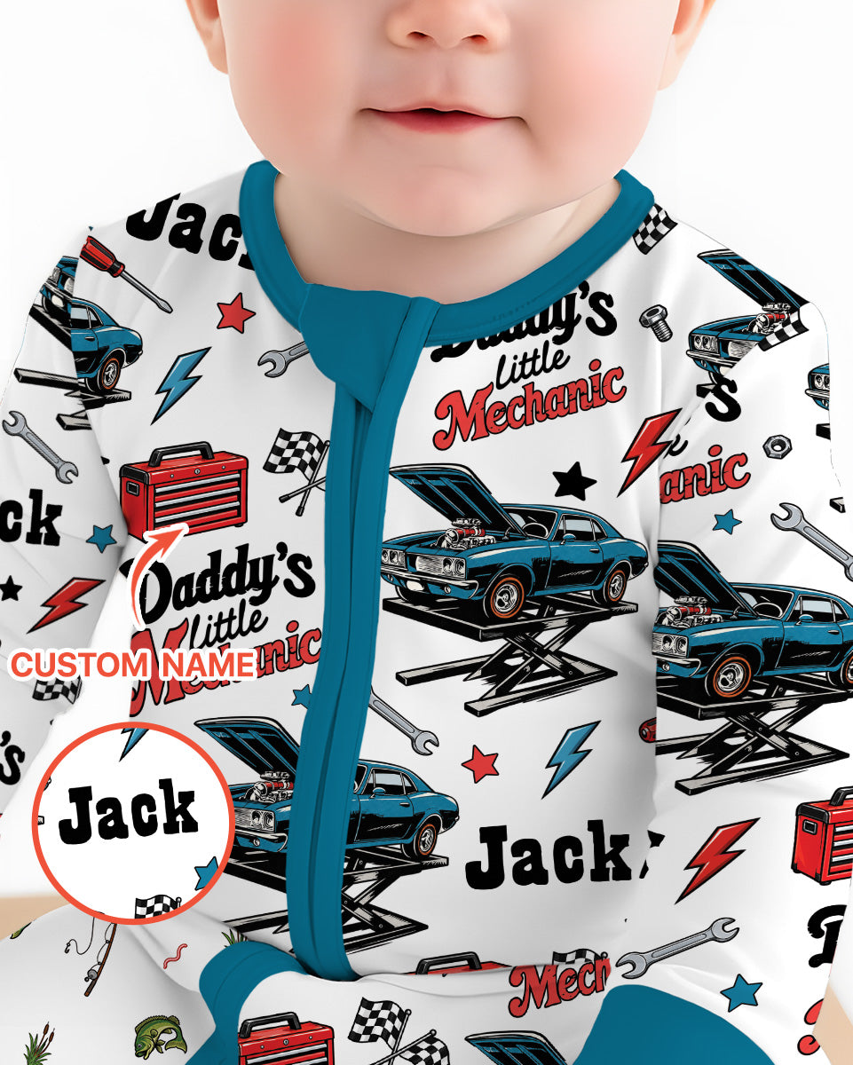 Custom Name Daddy's Little Mechanic Bamboo Convertible Zippy