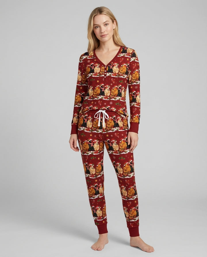 Farm Chicken Christmas Bamboo Women Pajama Set