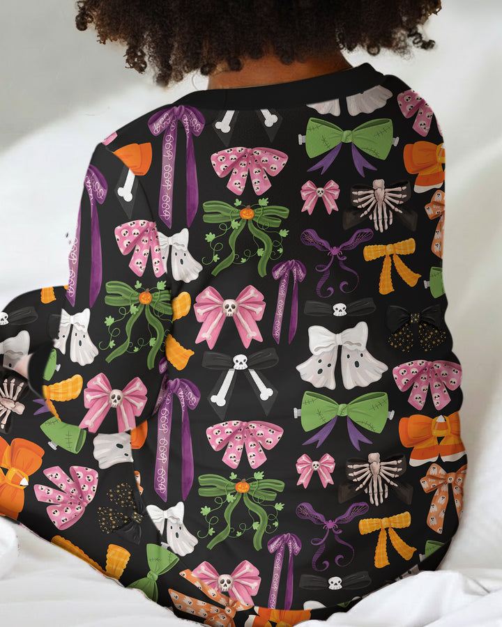 Halloween Coquette Bows Bamboo Two Piece Long Sleeve Pajama Set