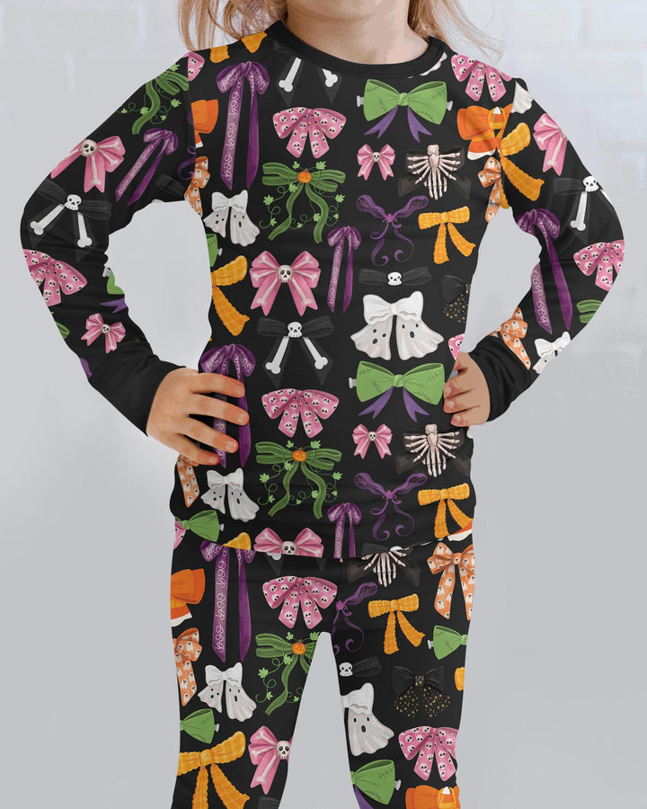 Halloween Coquette Bows Bamboo Two Piece Long Sleeve Pajama Set