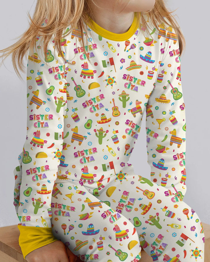 Zweiteiliges Langarm-Pyjama-Set mit Sommerfrüchten