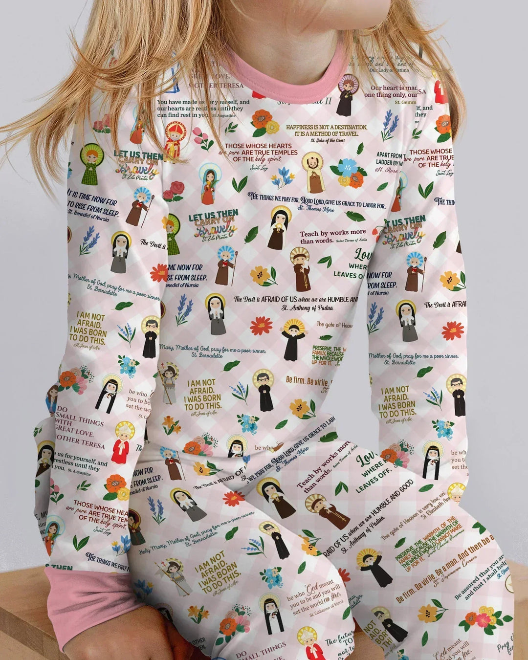 Catholic Saint Quotes Bamboo Two Piece Long Sleeve Pajama Set