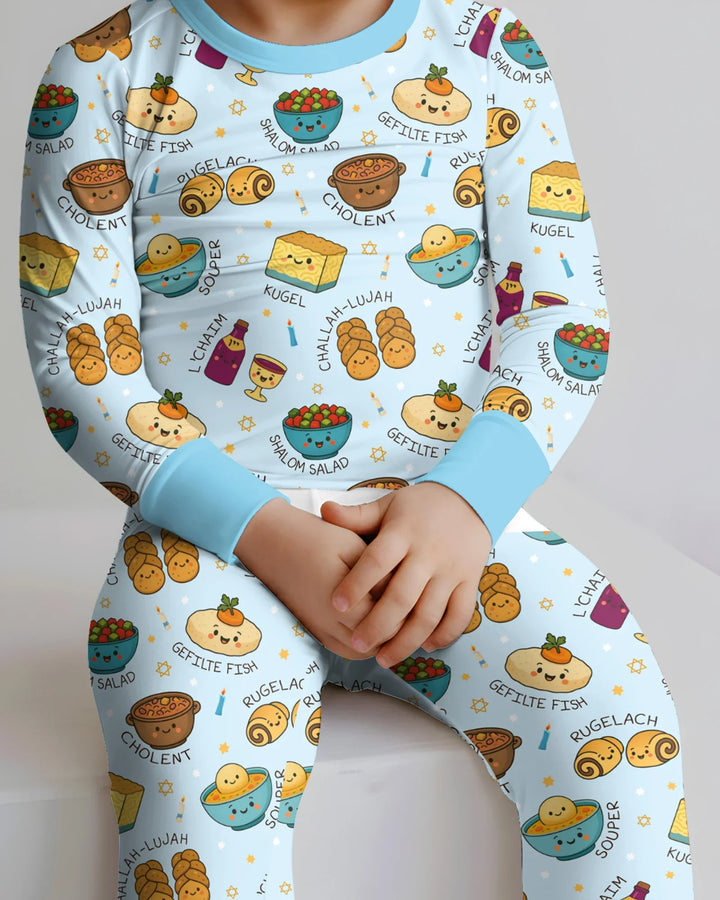 Shabbat Shalom Bamboo Two Piece Long Sleeve Pajama Set