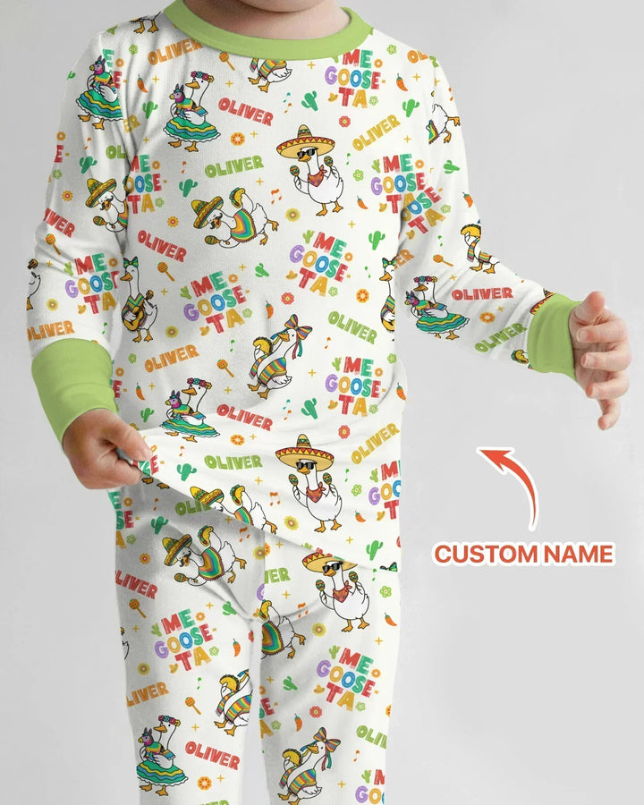 Custom name Me Goose-ta Bamboo Two Piece Long Sleeve Pajama Set