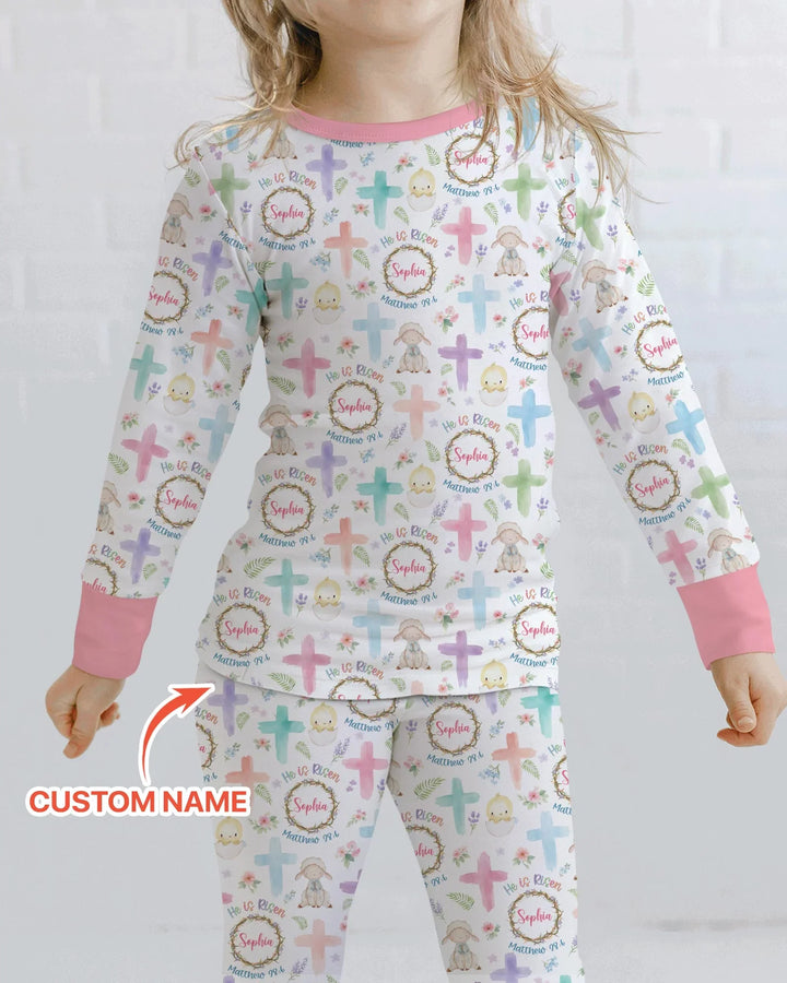 Zweiteiliges Langarm-Pyjama-Set mit Sommerfrüchten