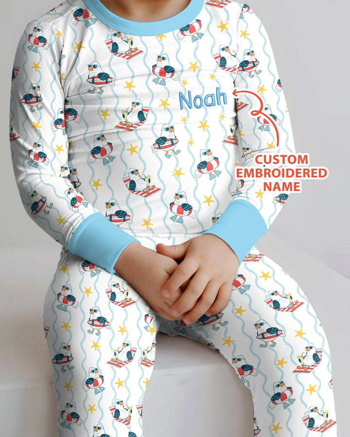 Zweiteiliges Langarm-Pyjama-Set mit Sommerfrüchten