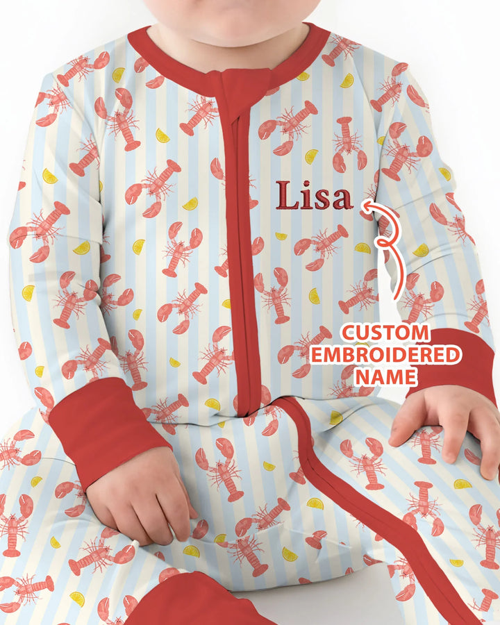 Personalized Embroidered Crawfish Summer Baby Bamboo Convertible Zippy