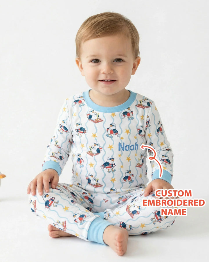 Zweiteiliges Langarm-Pyjama-Set mit Sommerfrüchten