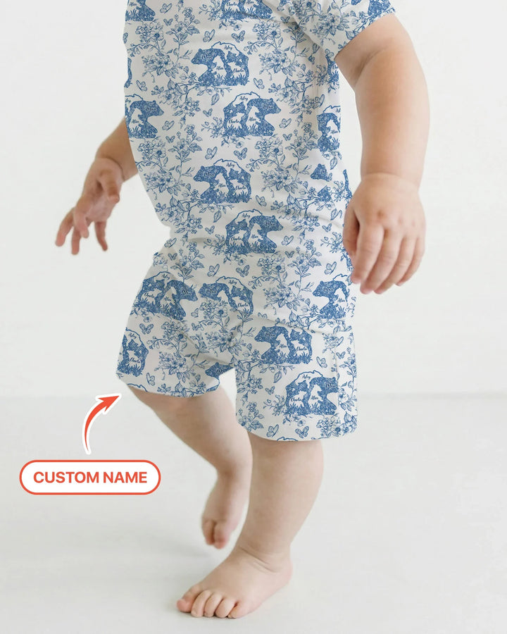 Zweiteiliges Pyjama-Set mit kurzen Ärmeln und Shorts im Sommer-Design