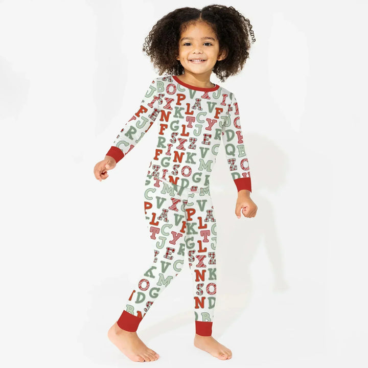Alphabet Of Christmas Two Piece Long Sleeve Pajama Set , Alphabet Of Christmas Two Piece Long Sleeve Pajama Set - 12-18M