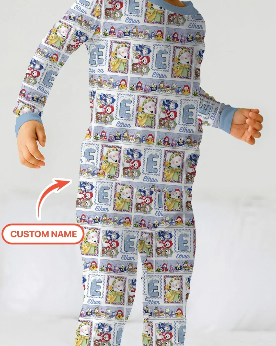 Frosty Friends Custom Name Bamboo Two Piece Long Sleeve Pajama Set