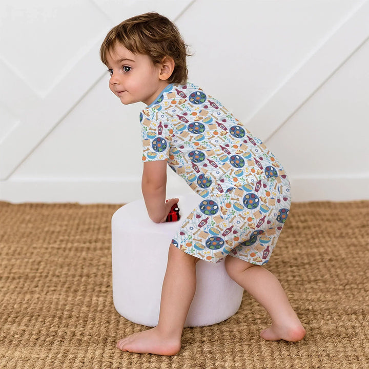 Template Zweiteiliges Pyjama-Set mit kurzen Ärmeln und Shorts