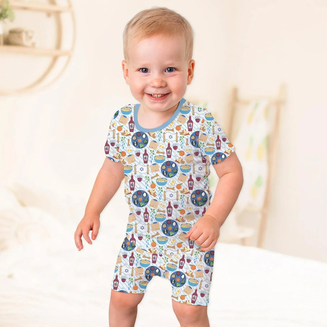 Template Zweiteiliges Pyjama-Set mit kurzen Ärmeln und Shorts