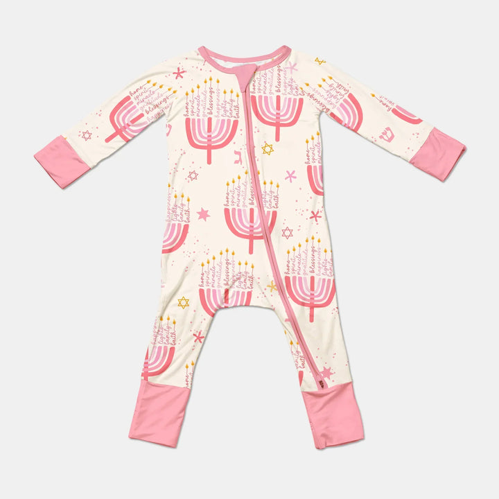 Hannukkah Menorah Family Matching Convertible Zippy , Hannukkah Menorah Family Matching Convertible Zippy - 0-3M / Girl