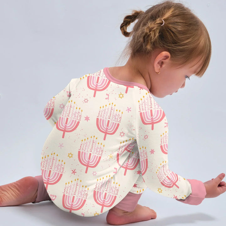 Hannukkah Menorah Family Matching Convertible Zippy , Hannukkah Menorah Family Matching Convertible Zippy - 0-3M / Girl