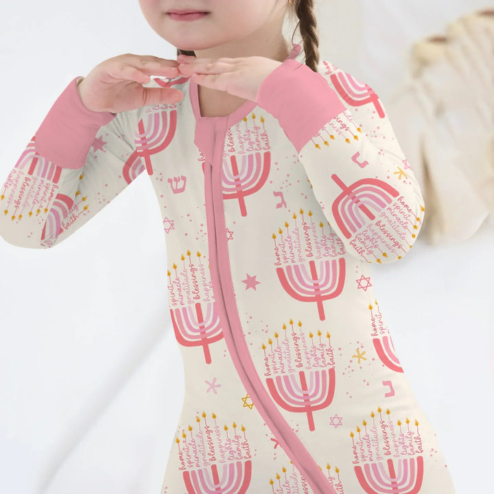 Hannukkah Menorah Family Matching Convertible Zippy , Hannukkah Menorah Family Matching Convertible Zippy - 0-3M / Girl
