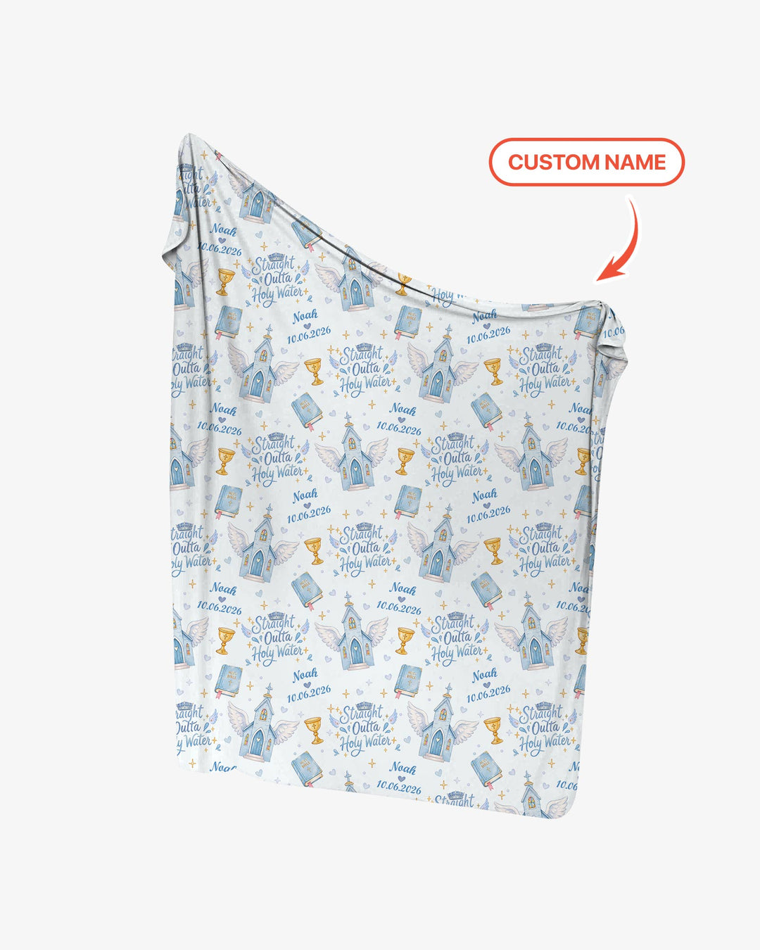 Custom Name Baptism Christening Straight Outta Holy Water Swaddle Blanket