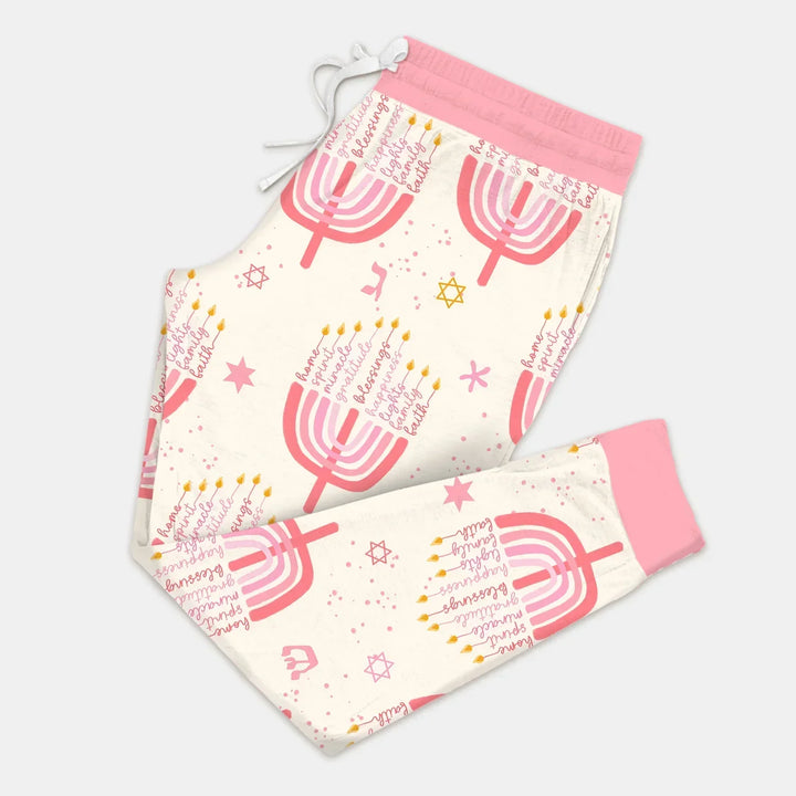 Hannukkah Menorah Family Matching Women Pajama Set , Hannukkah Menorah Family Matching Women Pajama Set - Only Shirt / S