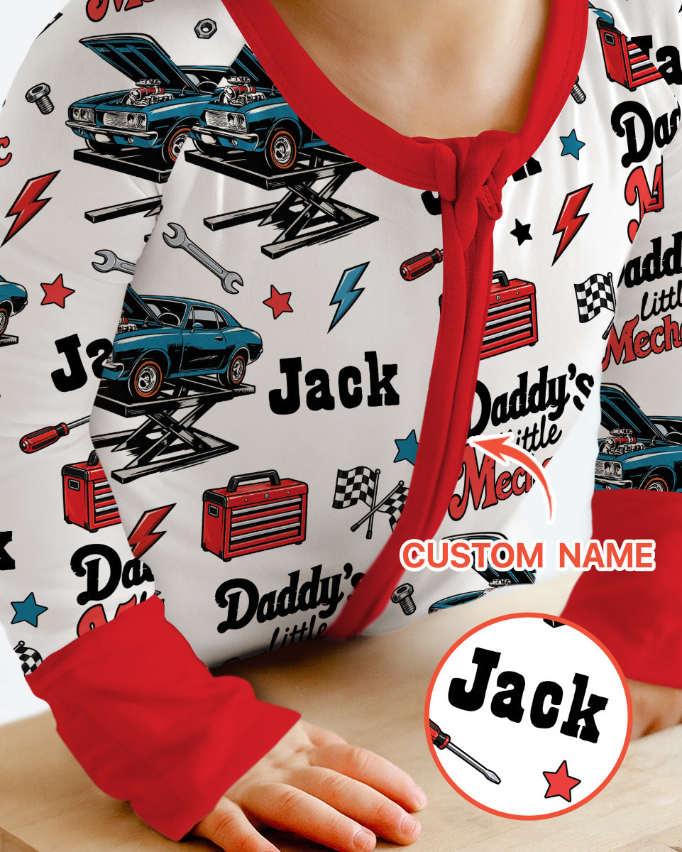 Custom Name Daddy's Little Mechanic Bamboo Convertible Zippy