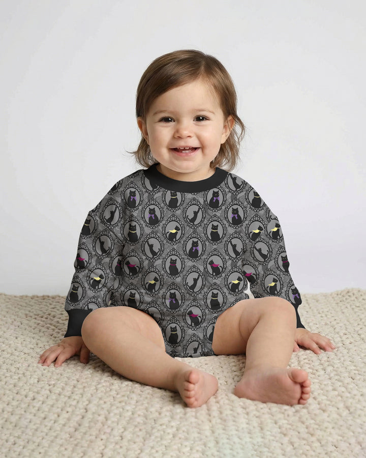 Midnight Cat Parade Bamboo Bubble Romper