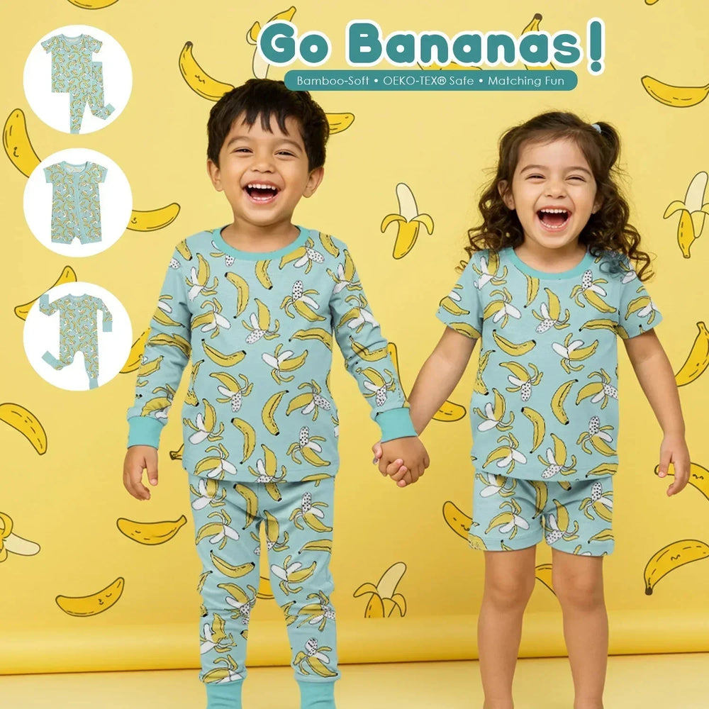 Bananas Two Piece Short Sleeve Shorts Pajama Set , Bananas Two Piece Short Sleeve Shorts Pajama Set - 12-18M