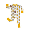 Beer Mugs and Barrels Crescent Zippered Romper , Beer Mugs and Barrels Crescent Zippered Romper - Newborn