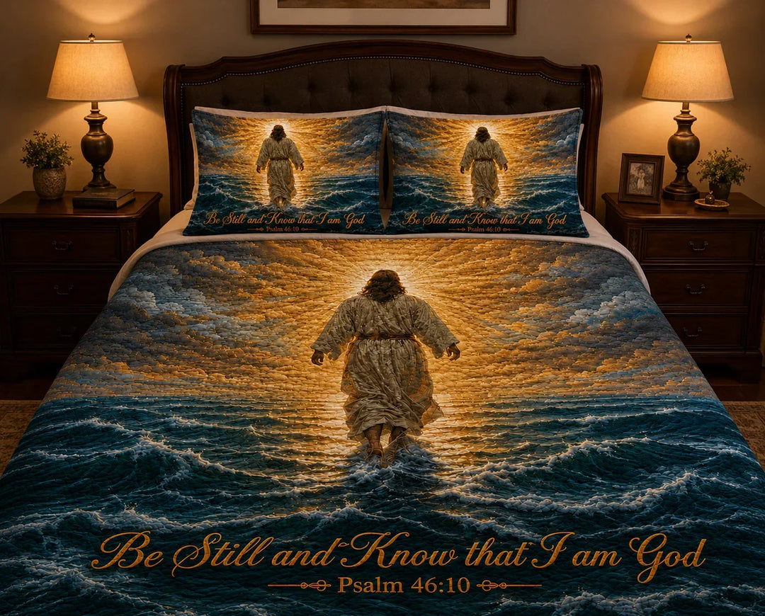 Be Still And Know That I Am God Bamboo Quilt Bedding Set